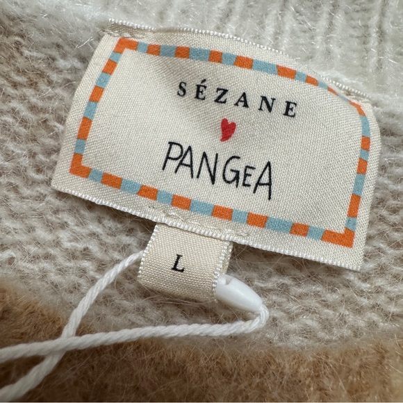 Sezane x Pangea sz L Carmelo Jumper Camel Ecru Mohair Sweater Knit French - Picture 5 of 8